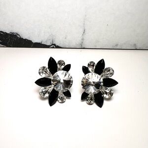 Vintage 80s Cluster Swarovski Crystal earrings